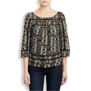 Lucky Brand Abstract Print Peasant Top Size Large